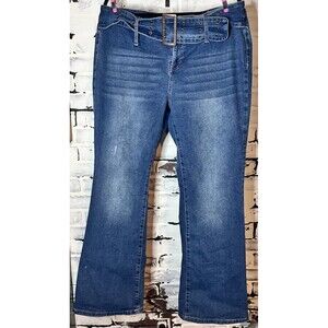 Madden NYC Womens Belted Flare Jeans Size 16 Blue Denim Wide Leg Y2K